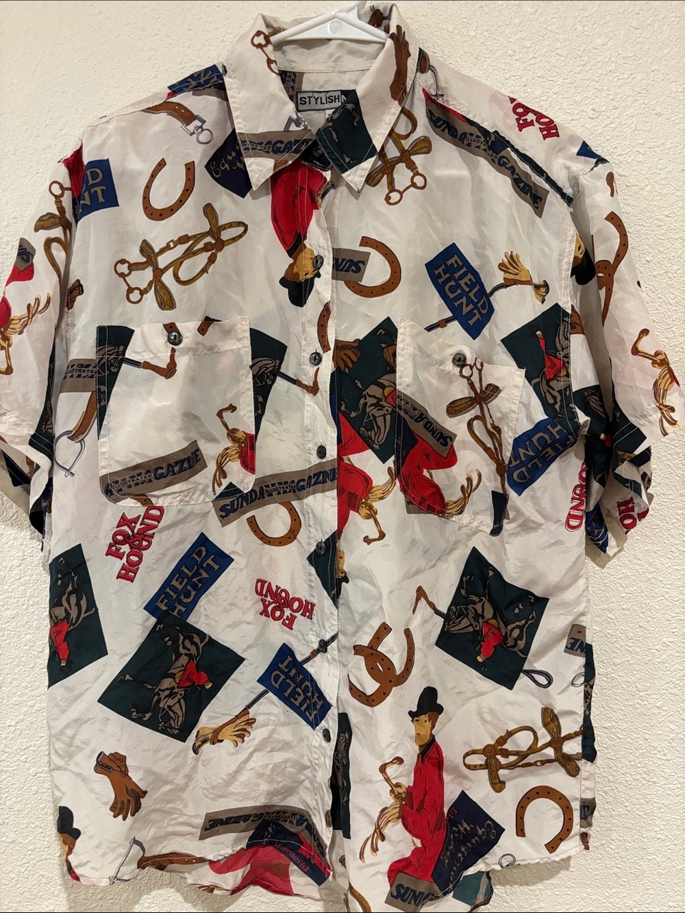 90s‎ silk equestrian top - Picture 3 of 8